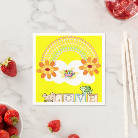 Papier luiers, regenboogschildpad, aap geel servet (Insitu)