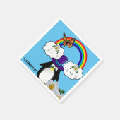 Papier luiers, regenboogzon wolken pinguïn servet (Hoek)