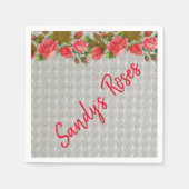 Papier luiers, rode rozen grijs servet (Voorkant)