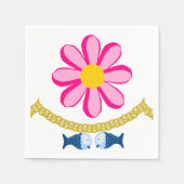 Papier luiers, roze, bloeiende goudketting vis servet (Voorkant)