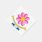 Papier luiers, roze, bloeiende goudketting vis servet (Hoek)