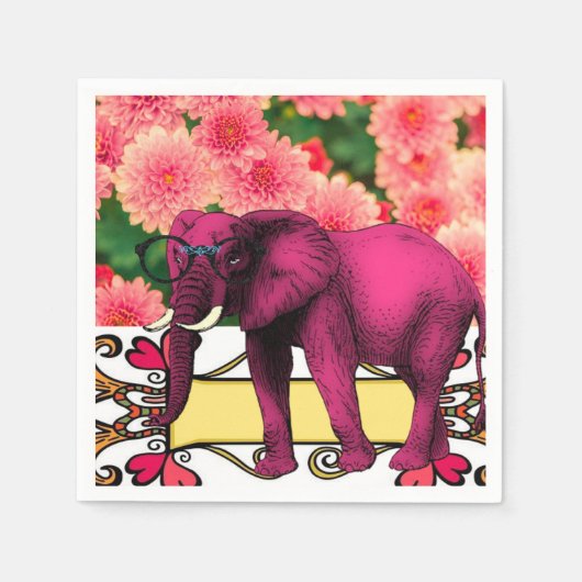 Papier luiers, roze olifant Napkins Servet (Voorkant)