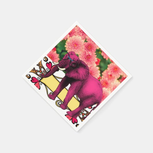 Papier luiers, roze olifant Napkins Servet (Hoek)