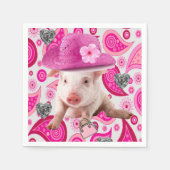 Papier luiers, roze pig, zilverharten servet (Voorkant)