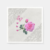 Papier luiers, roze Rose Silver Servet (Voorkant)