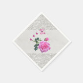 Papier luiers, roze Rose Silver Servet (Hoek)