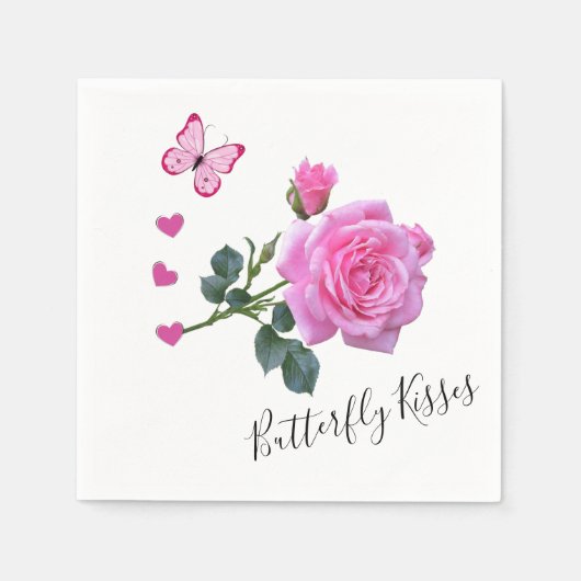 Papier luiers, roze roze roze vlinderharten servet (Voorkant)