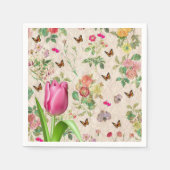 Papier luiers, roze Tulp Floral Hearts Butterfly Servet (Voorkant)
