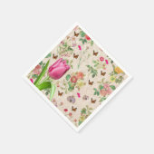 Papier luiers, roze Tulp Floral Hearts Butterfly Servet (Hoek)