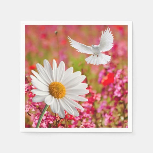 Papier luiers, roze witte dove Daisy Servet (Voorkant)