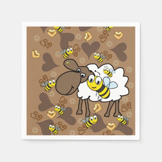 Papier luiers, schaap bruin hart servet (Voorkant)