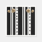 Papier luiers, Skulls Black White Stripe Hearts Servet (Voorkant)