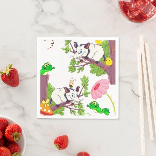 Papier-luiers, stelletjes, kikkers, Floral Servet (Insitu)