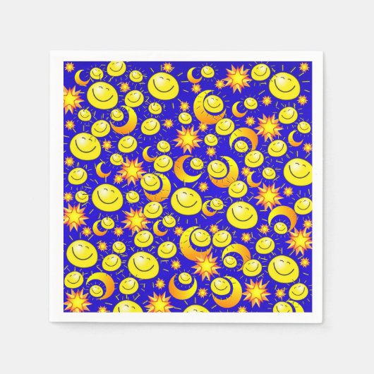 Papier luiers, Sun Moon Yellow Oranje Stars Blue Servet (Voorkant)