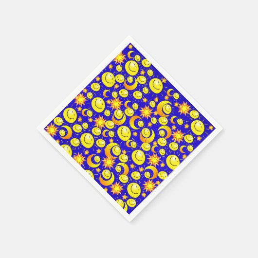 Papier luiers, Sun Moon Yellow Oranje Stars Blue Servet (Hoek)