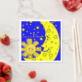 Papier luiers, Sun Moon Yellow Stars Blue Servet (Insitu)