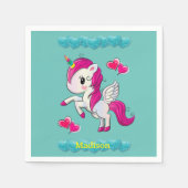 Papier luiers, Unicorn Blue Hearts Servet (Voorkant)