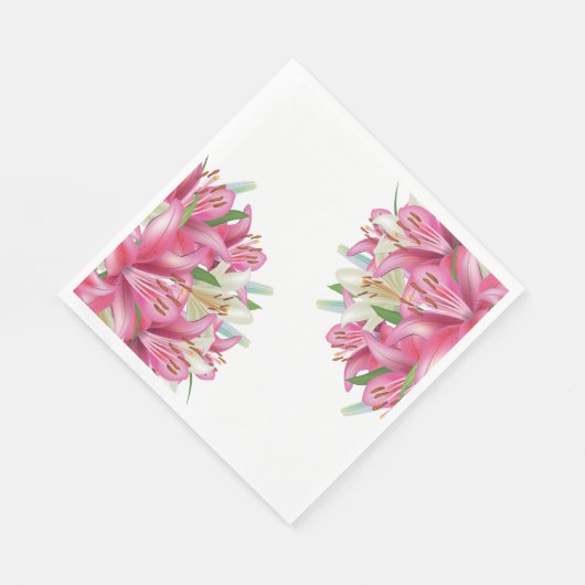 Papier-luiroze lilies servet (Hoek)