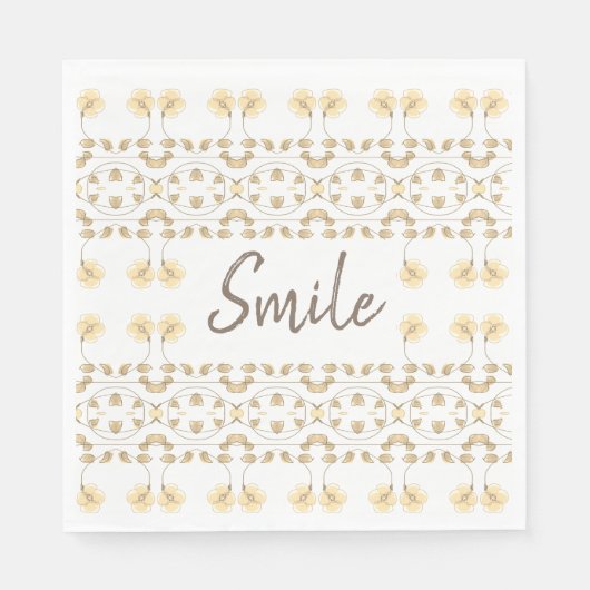 Papier Lunchen Flowered Smile Napkin Servet (Voorkant)