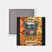 Papier Mache Halloween Cat Magnet (Voorkant / Achterkant)