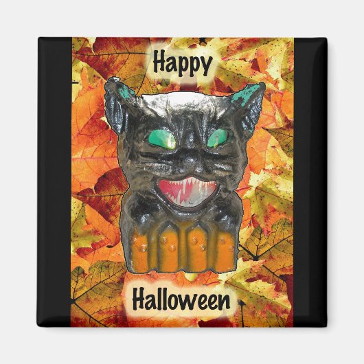 Papier Mache Halloween Cat Magnet (Voorkant)