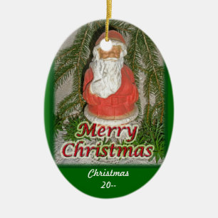 Papier Mache Rode bedekte kerstman Personaliseert  Keramisch Ornament