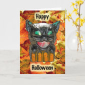 Papier Machine Halloween Kat Card Kaart (Gele Bloem)