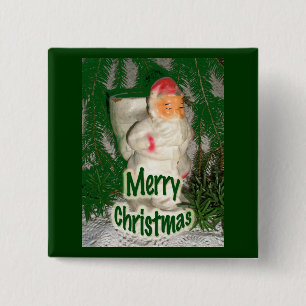 Papier Machines White Coated Santa Holiday Items Vierkante Button 5,1 Cm