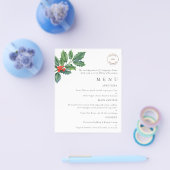 PAPIER | Menu Holly Berries Logo Kerstparty (Enkel)