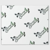 Papier "MERRY CHRISTMAS" GROEN EN WITTE (Vlak)