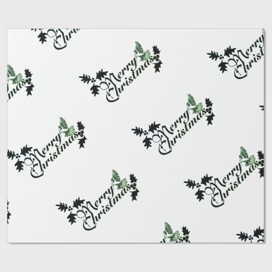 Papier "MERRY CHRISTMAS" GROEN EN WITTE (Vlak)
