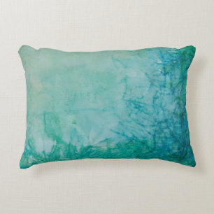Papier met Abstracte blauwe, groene en zwarte verf Accent Kussen