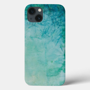 Papier met Abstracte blauwe, groene en zwarte verf iPhone 13 Hoesje