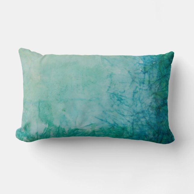 Papier met Abstracte blauwe, groene en zwarte verf Kussen (Voorkant)