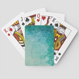 Papier met Abstracte blauwe, groene en zwarte verf Pokerkaarten
