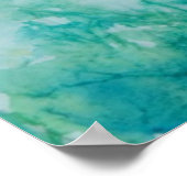 Papier met Abstracte blauwe, groene en zwarte verf Poster (Hoek)