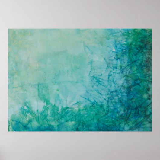 Papier met Abstracte blauwe, groene en zwarte verf Poster (Voorkant)