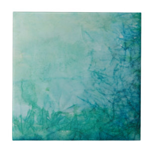 Papier met Abstracte blauwe, groene en zwarte verf Tegeltje