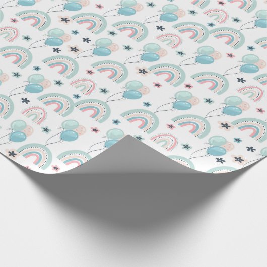 Papier met ballonnen en regenbogen. (Hoek)