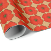 Papier met bloembollen - Rode papaverbloemen (Rol Hoek)