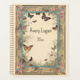  papier met bloemen en vlinders planner