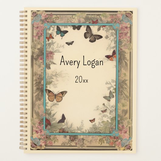  papier met bloemen en vlinders planner (Voorkant)