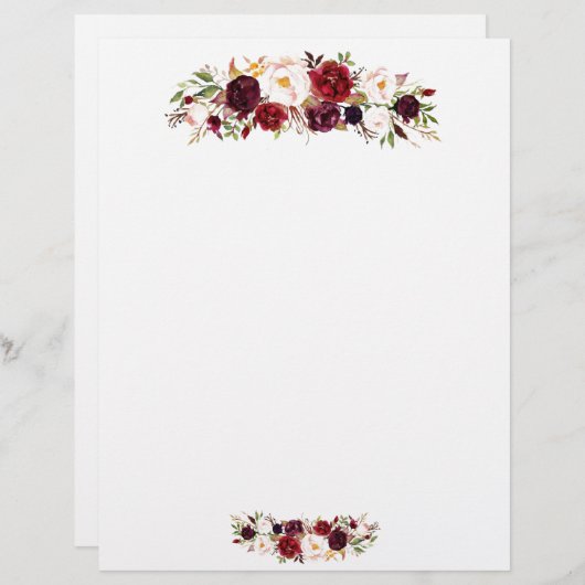 Papier met briefhoofd - Floral design (Voorkant / Achterkant)