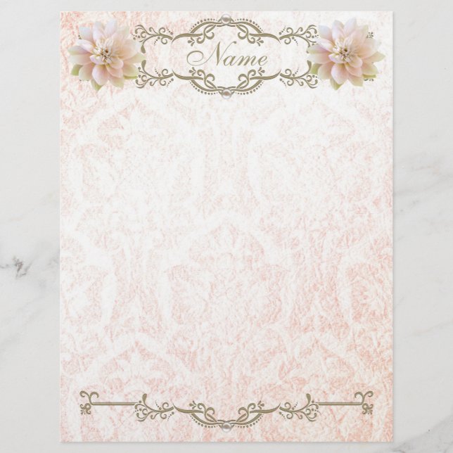 Papier met briefhoofd oud roze Lotus Flower Paper  (Voorkant)