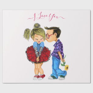 Papier met cadeautjes voor paraplu's - Ik hou van