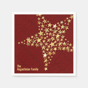 Papier met gepersonaliseerde BURGUNDY Gold Stars Servet