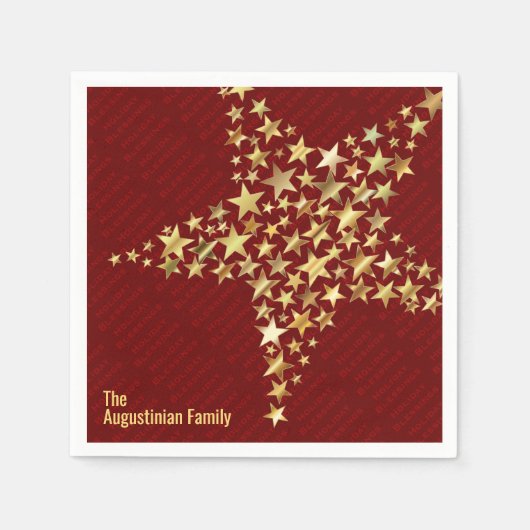 Papier met gepersonaliseerde BURGUNDY Gold Stars Servet (Voorkant)