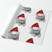 Papier met kerstgrijze kerstkat met kersthoed (Uitgerold)