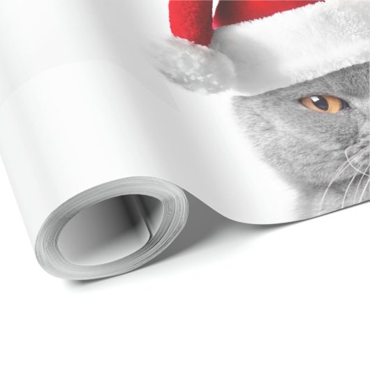 Papier met kerstgrijze kerstkat met kersthoed (Rol Hoek)