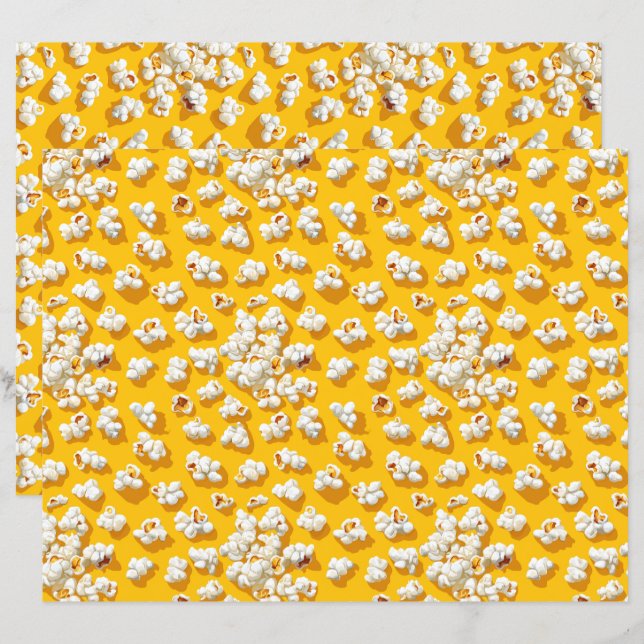 Papier met maïspopcornpatroon en gele achtergrond  (Voorkant / Achterkant)